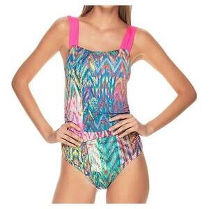 NEW ESTIVO shirred one piece swimsuit in navajo